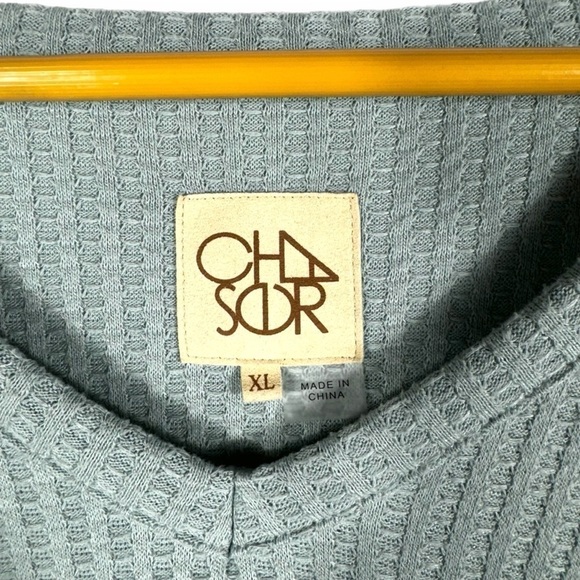 4 for $20 SALE! Chaser Waffle Knit Thermal V Neck Long Sleeve Top, Mint, Size XL - Picture 5 of 10